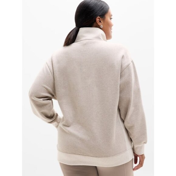 Athleta S Forever Fleece 1/4 Zip Sweatshirt Wildwood Heather Two Tone Small - Picture 5 of 5